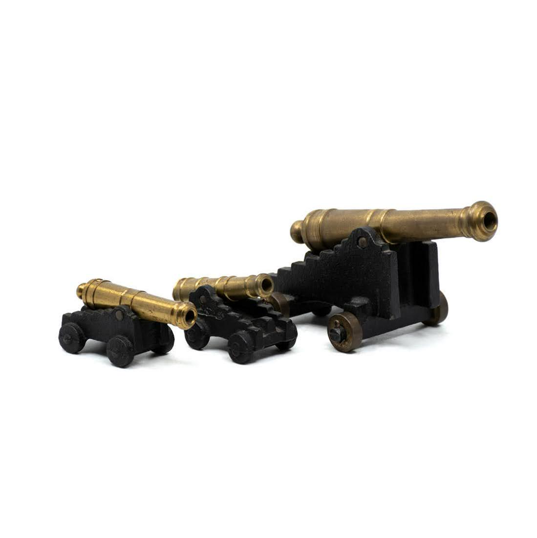 Set of 3 Cast Brass and Iron Replica Military Cannons (1 of 8)