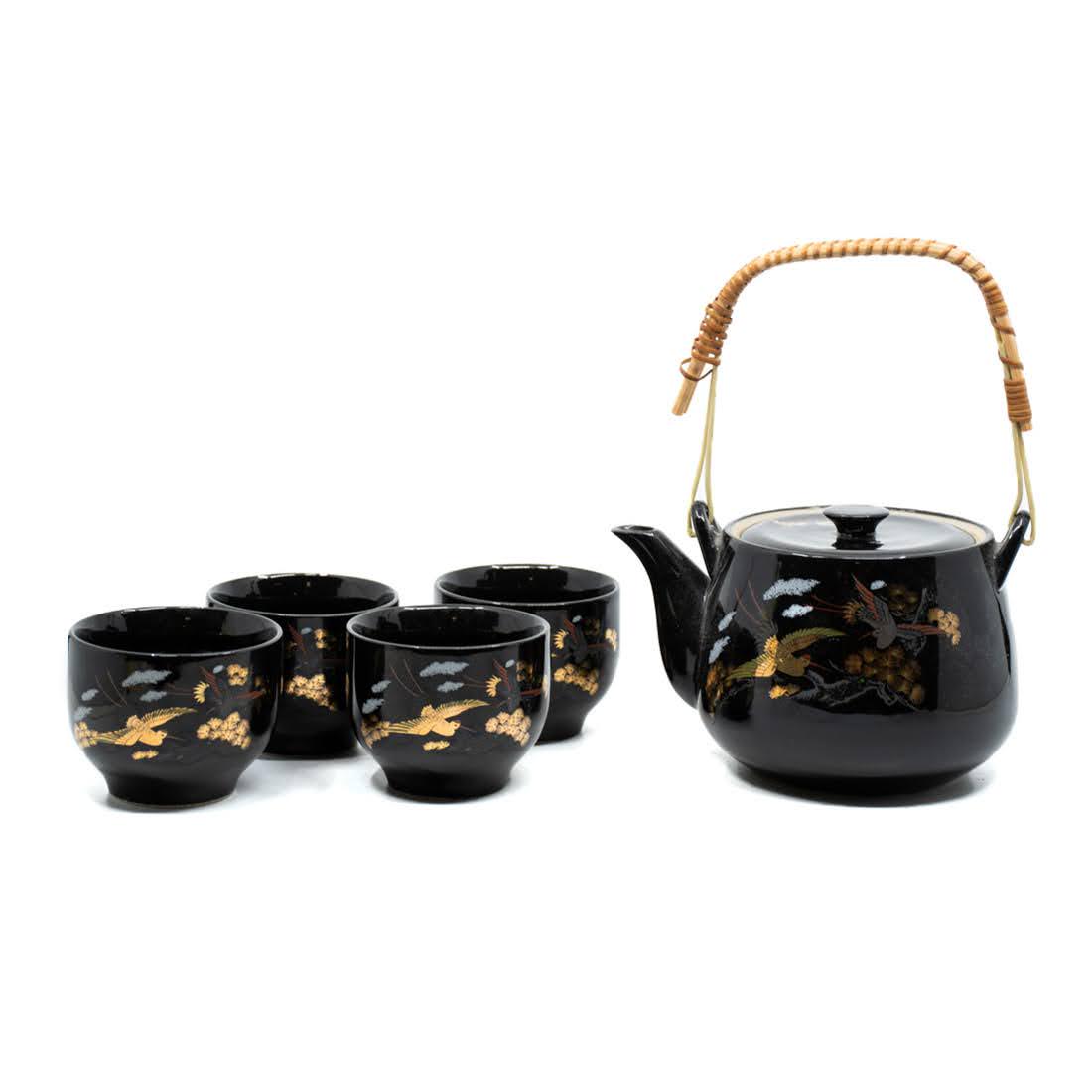 Mid Century Japanese Black 5 Piece Tea Set (1 of 8)