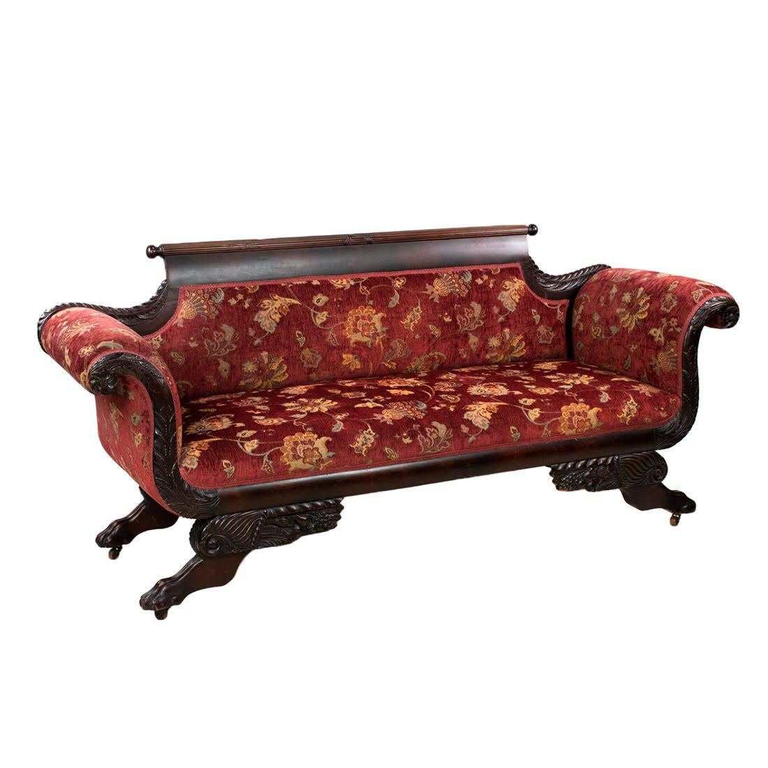 Antique American Federal Mahogany Upholstered Sofa (1 of 14)