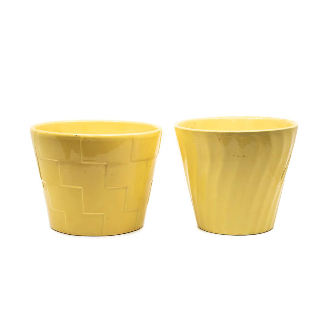 Pair of Yellow California U.S. Pottery Planters (1 of 9)