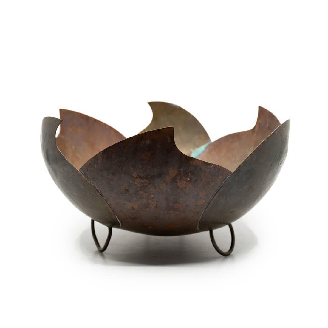 Vintage Modernist Cobre Mexico Mixed Metal Center Bowl (1 of 9)