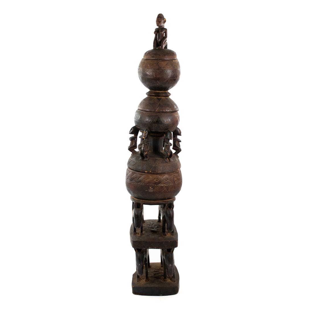 African Mali Dogon 3 Tier Wood Carved Medicine Vessel (1 of 7)