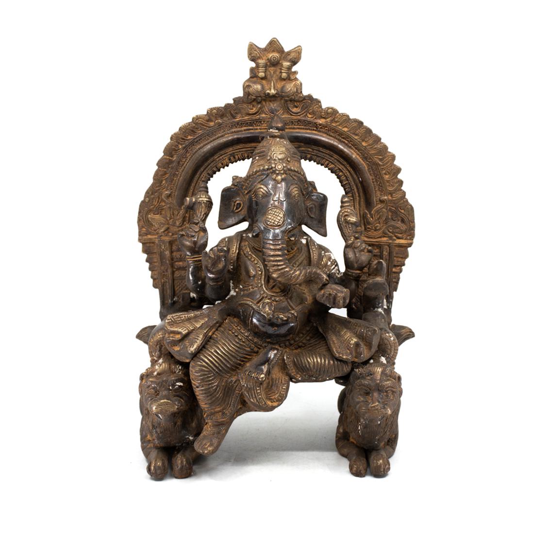 Tibetan Bronze Gilt Hindu Sitting Ganesha Statue (1 of 12)