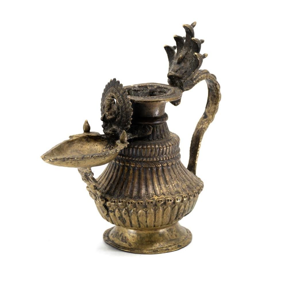 19th Century Nepal Newar Sukunda Brass Lamp (1 of 8)