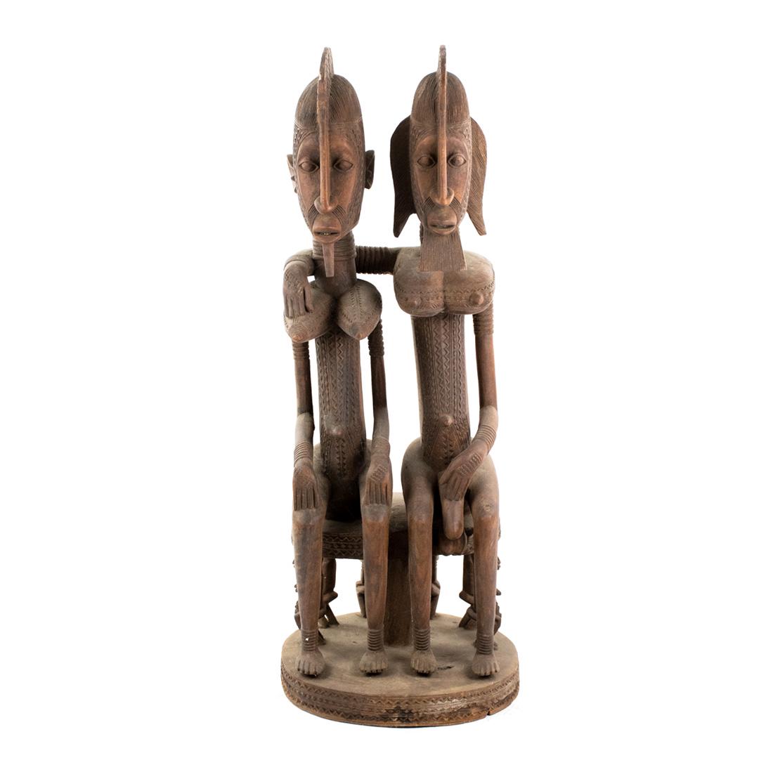 Large African Dogon Seated Couple Sculpture (1 of 13)