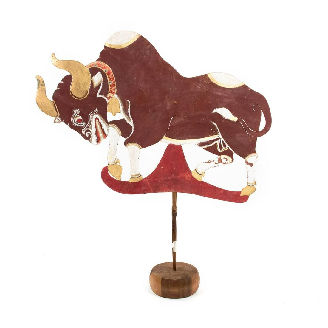 Indonesian Wayang Kulit Shadow Puppet of Red Bull (1 of 5)