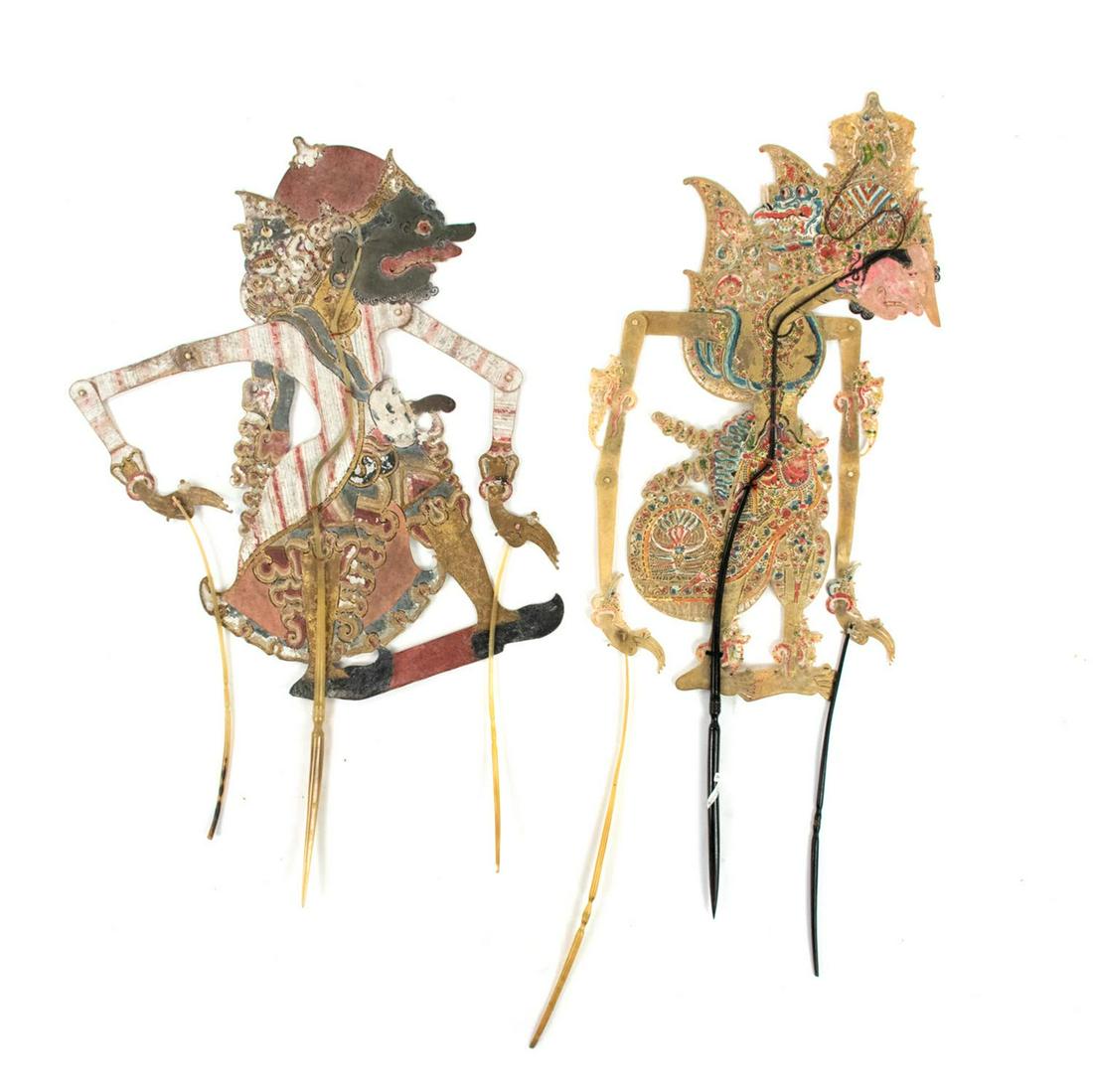 Two Indo Wayang Kulit Dewa Sambhu & Basukesti Puppets (1 of 8)