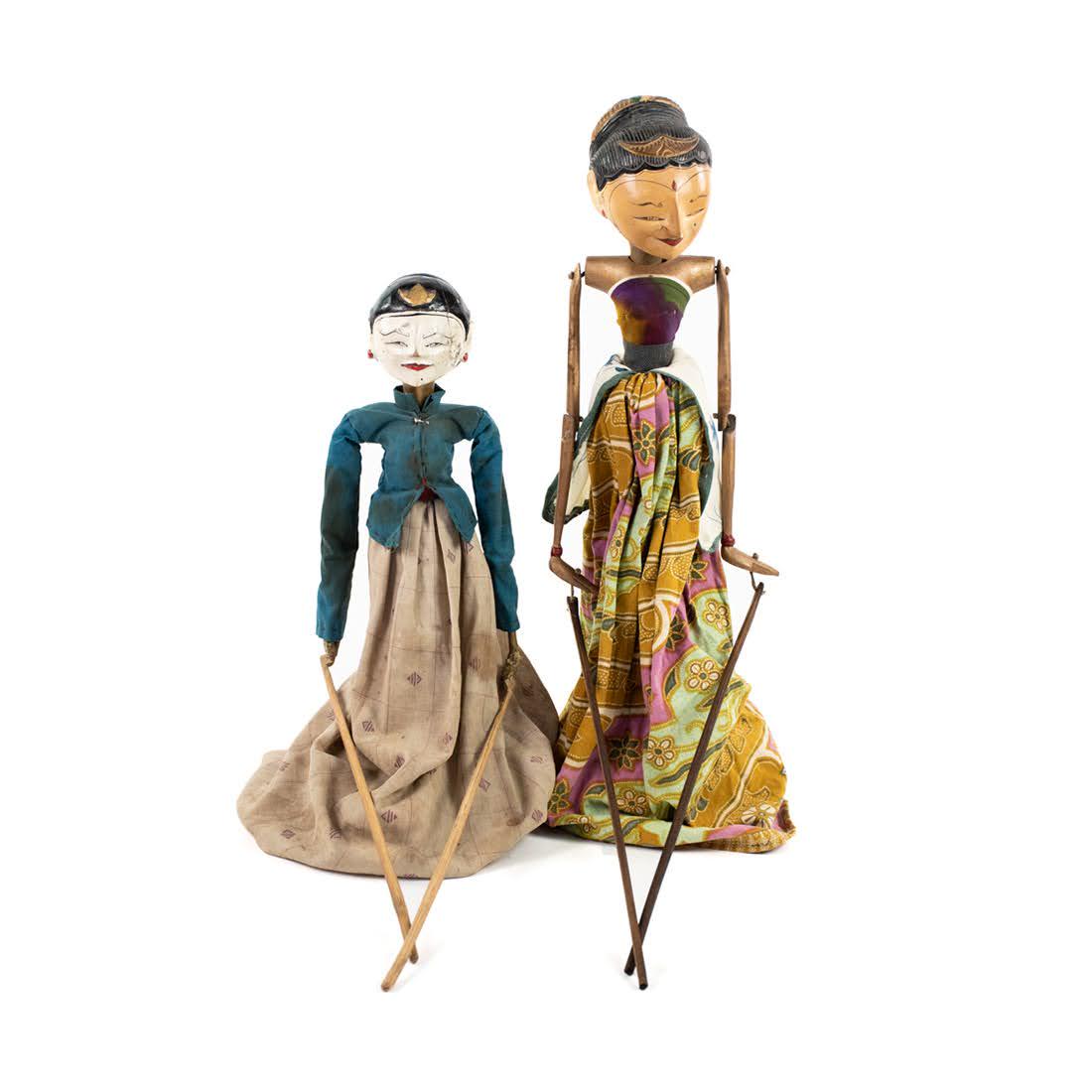 Set of Two Indonesian Wayang Golek Wooden  Puppets (1 of 5)