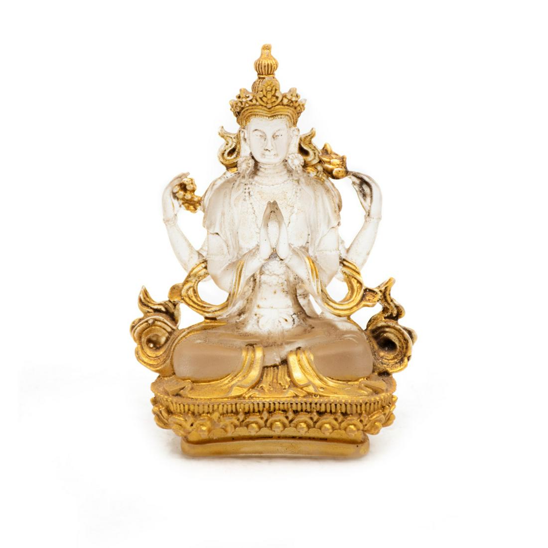 Tibetan Carved Gilded Quartz Chenrezig Buddha Figure (1 of 8)