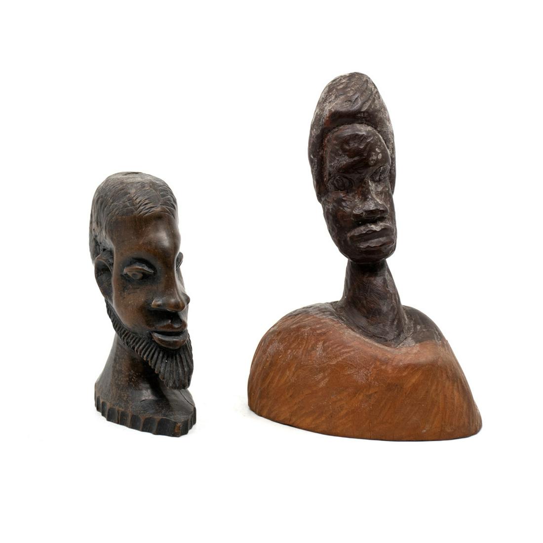 Carved Abstract Male Figure Busts Signed David Tennant (1 of 9)