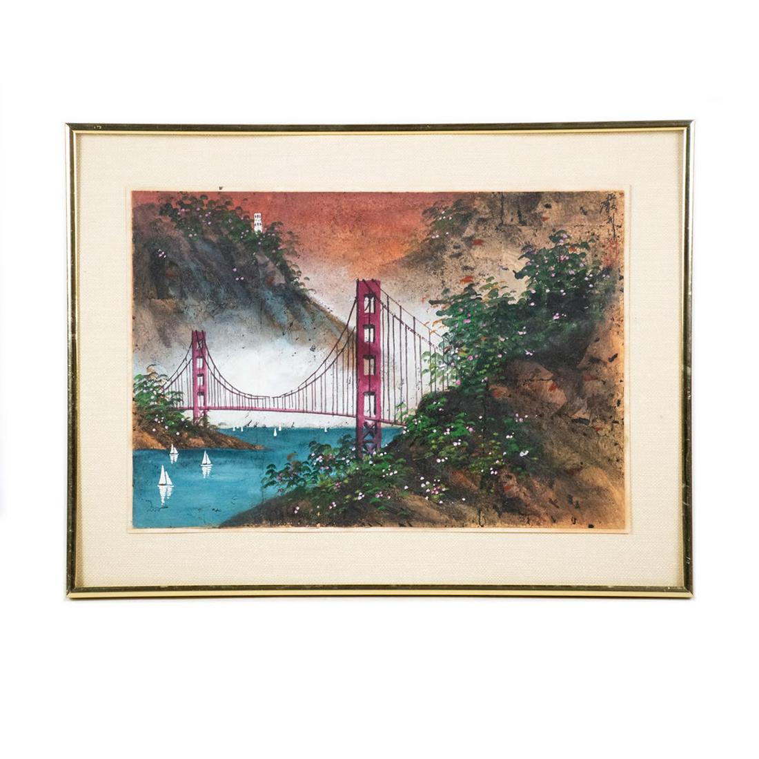 Li Doy Yan Watercolor Golden Gate Bridge Painting (1 of 10)