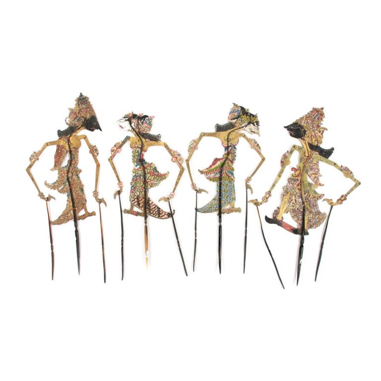 A Group of Four Indonesian Wayang Kulit Puppets (1 of 8)
