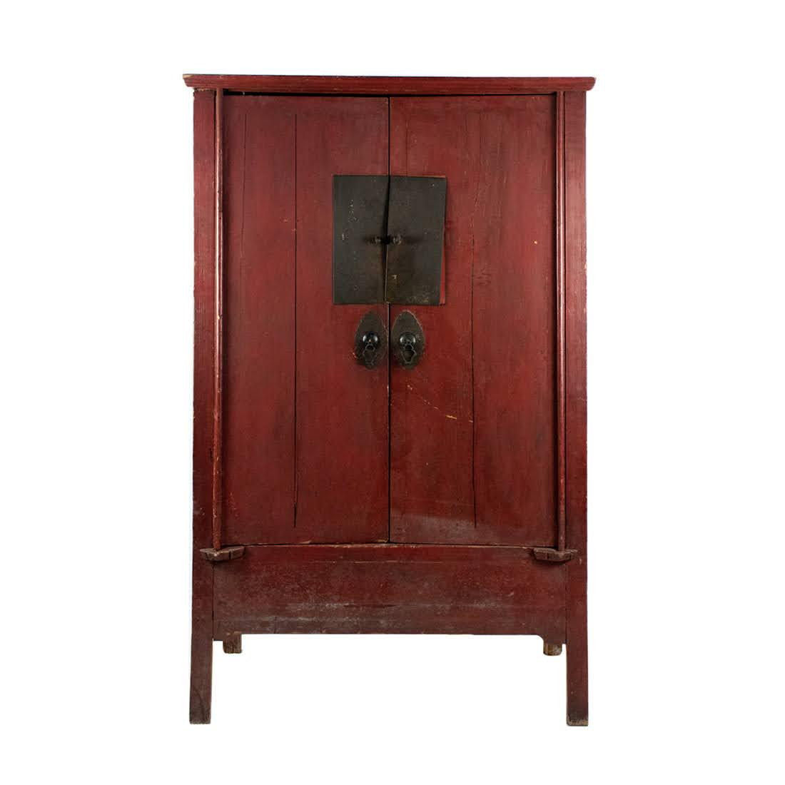 Late Qing Dynasty Chinese Red Lacquered Wedding Cabinet (1 of 17)