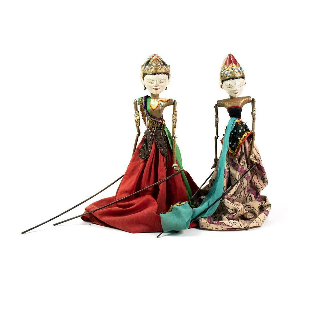 Set of Two Indonesian Java Wayang Golek Wooden Puppets (1 of 9)