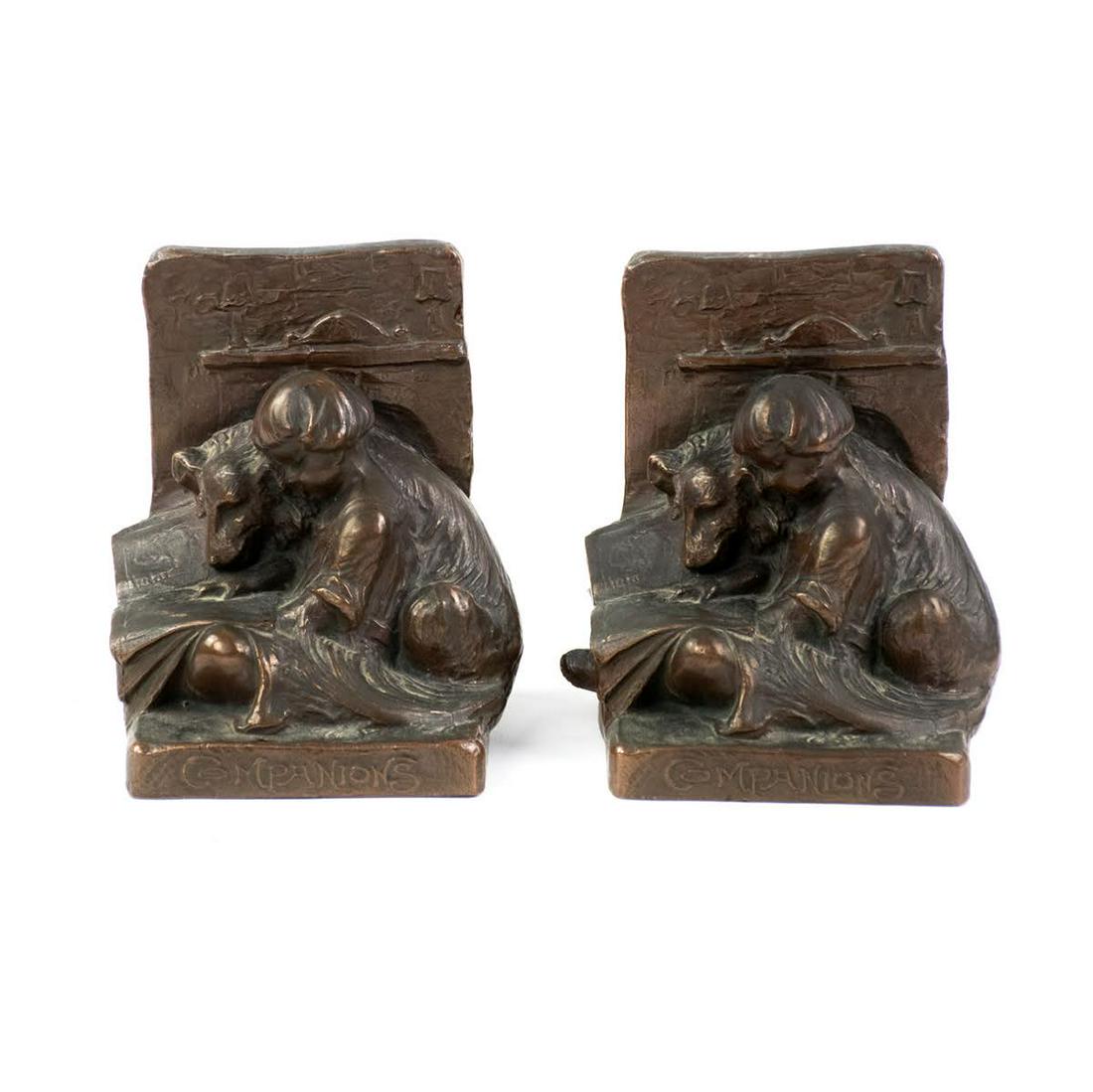Weidlich Brothers Bronze Finished 'Companions' Bookends (1 of 6)