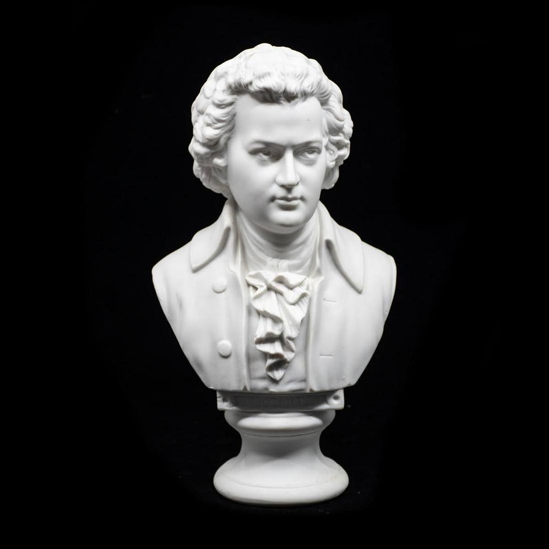 Late 19th C Parian Ware Bust of Mozart (1 of 8)