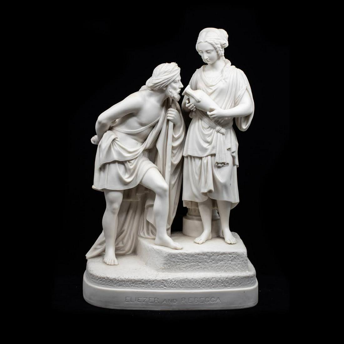 Late 19th C. Parian Eliezer and Rebecca Group Figurine (1 of 7)
