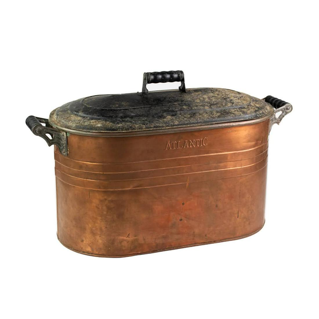 Antique Atlantic Copper Boiler Wash Tub with Lid (1 of 7)