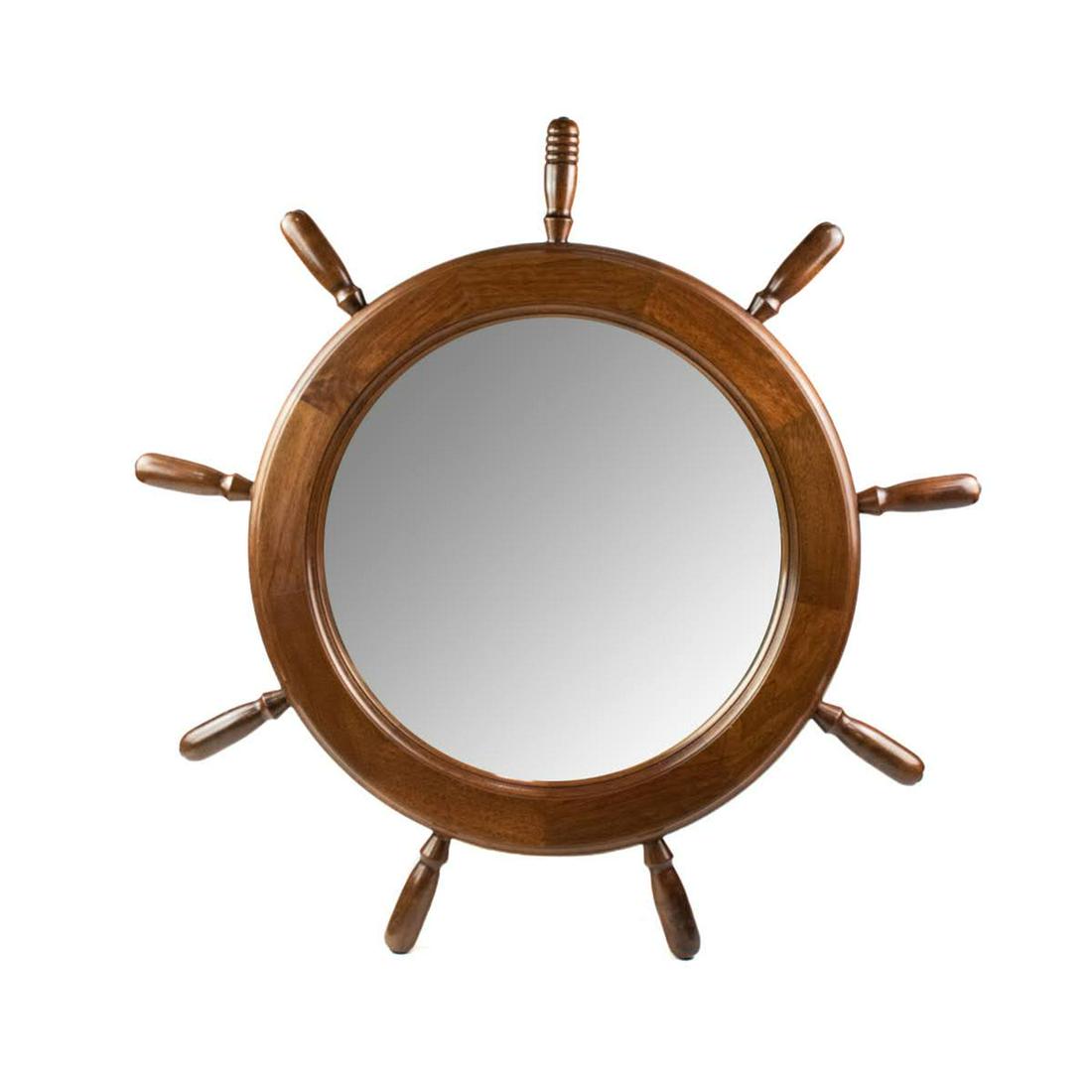 Vintage Nautical Wooden Ships Wheel Wall Mirror (1 of 8)