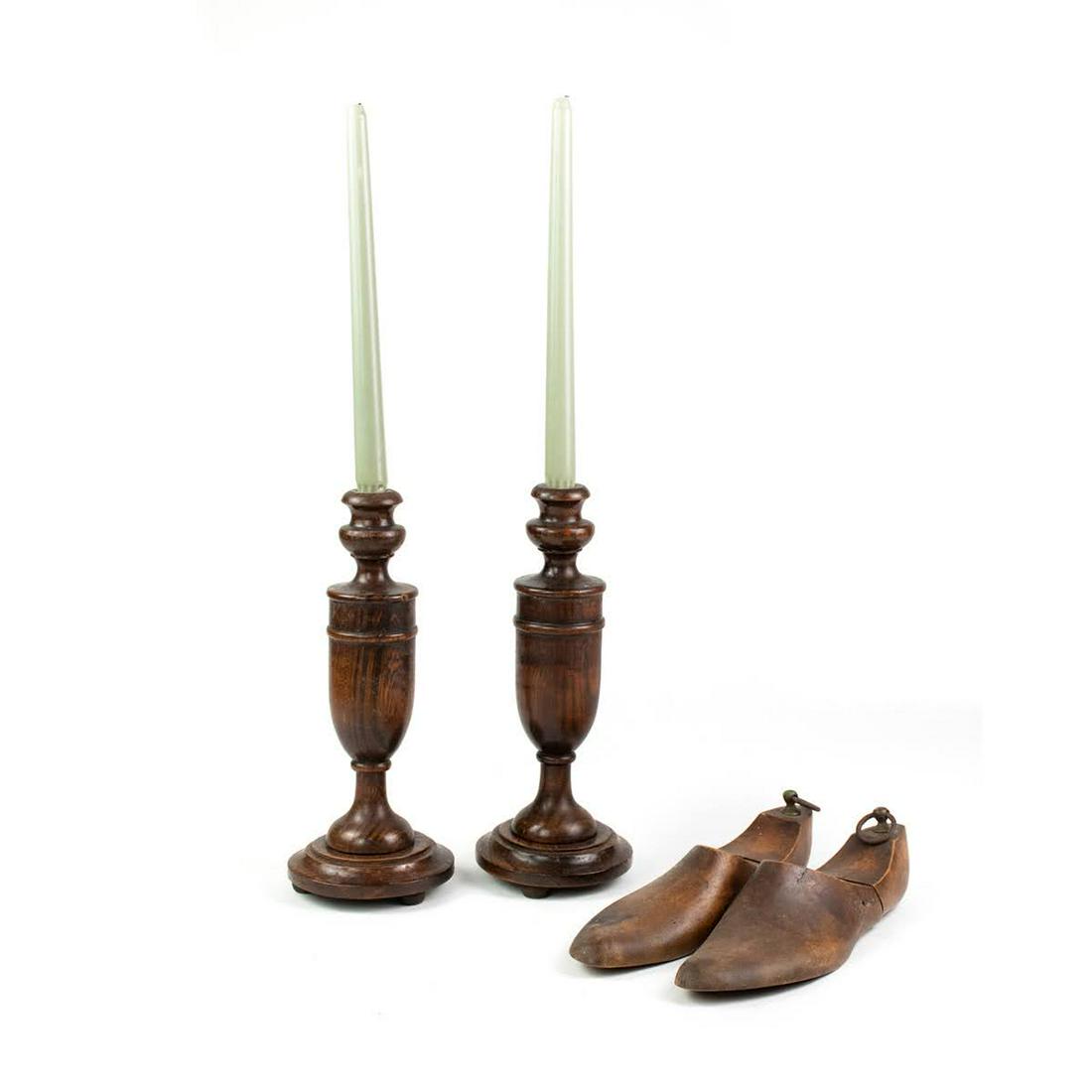 Vintage Wooden Candle Holders and Shoe Molds (1 of 7)