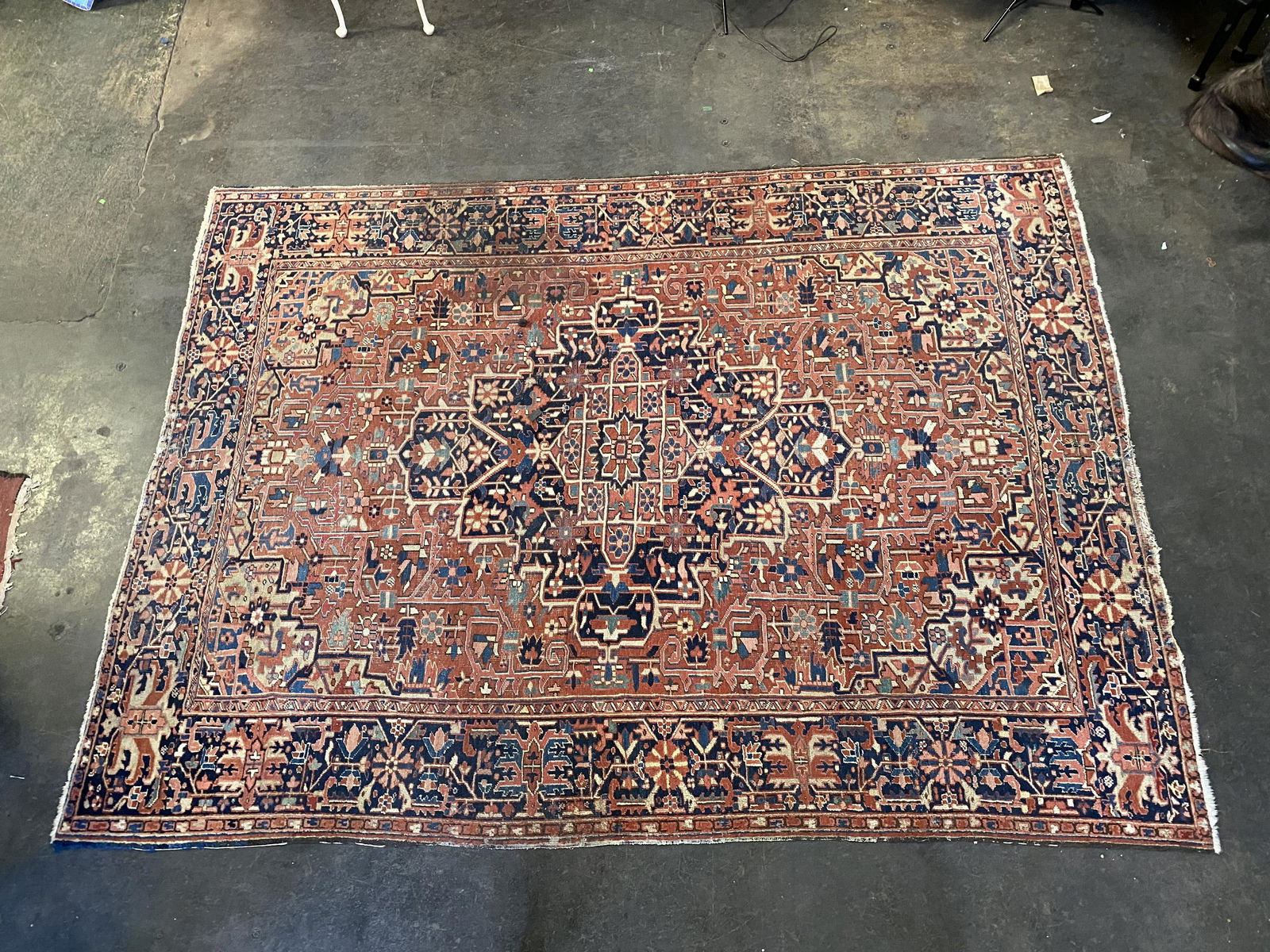 Antique Persian Heriz Red and Blue Area Rug (1 of 9)