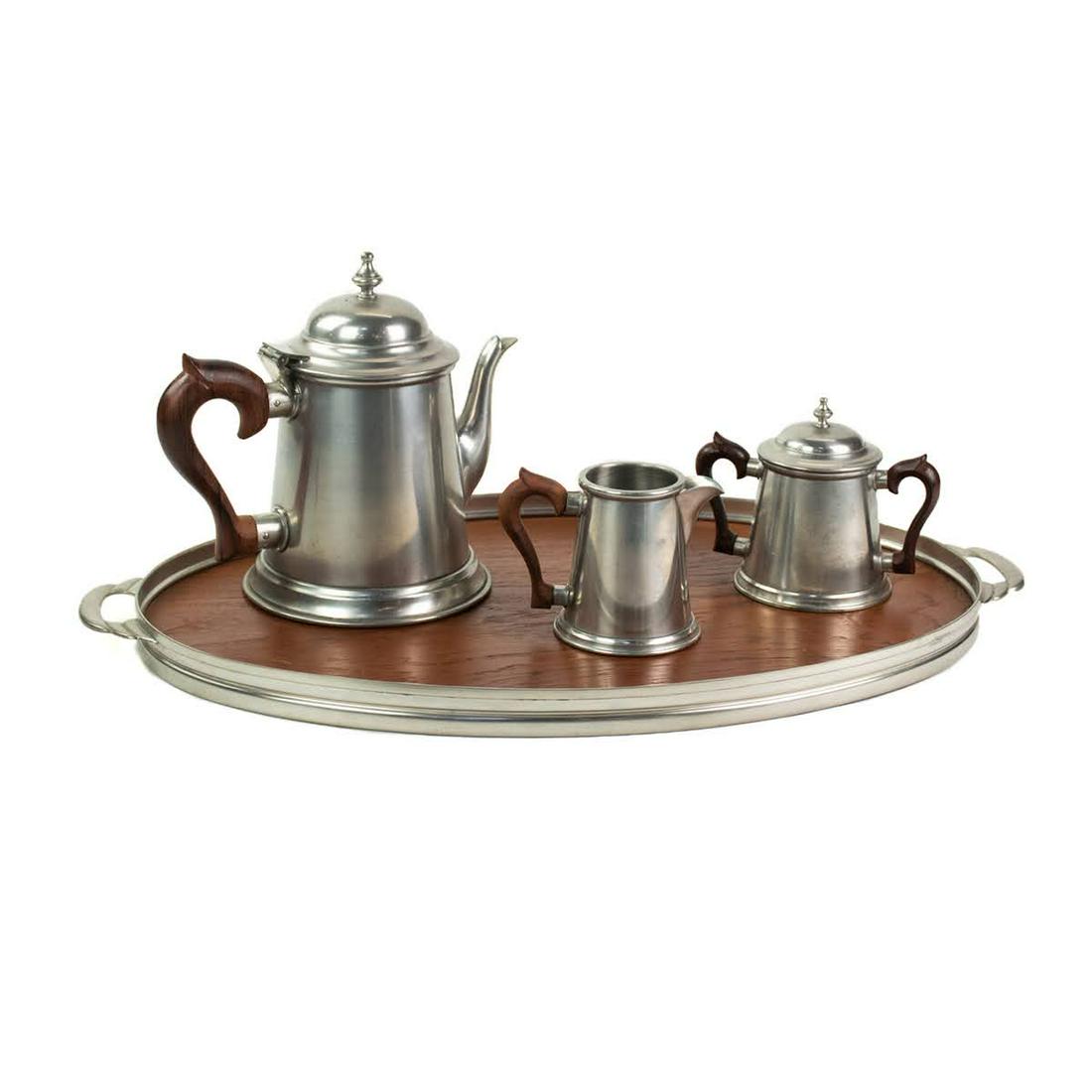 Stieff Pewter Rosewood Handled Tea Set of 4 (1 of 14)