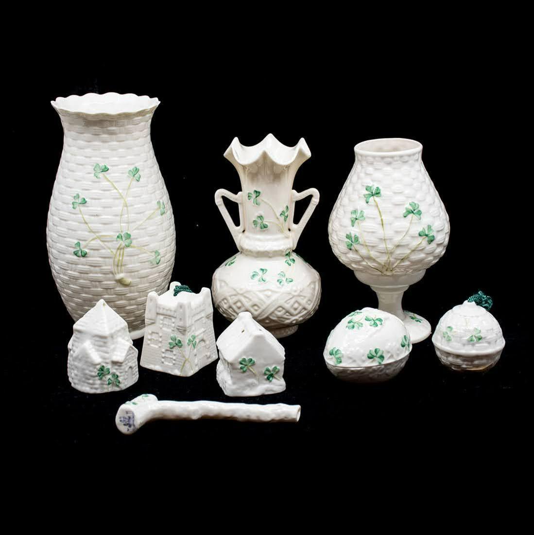 Group of 9 Belleek Ireland Shamrock Pattern Potter (1 of 10)