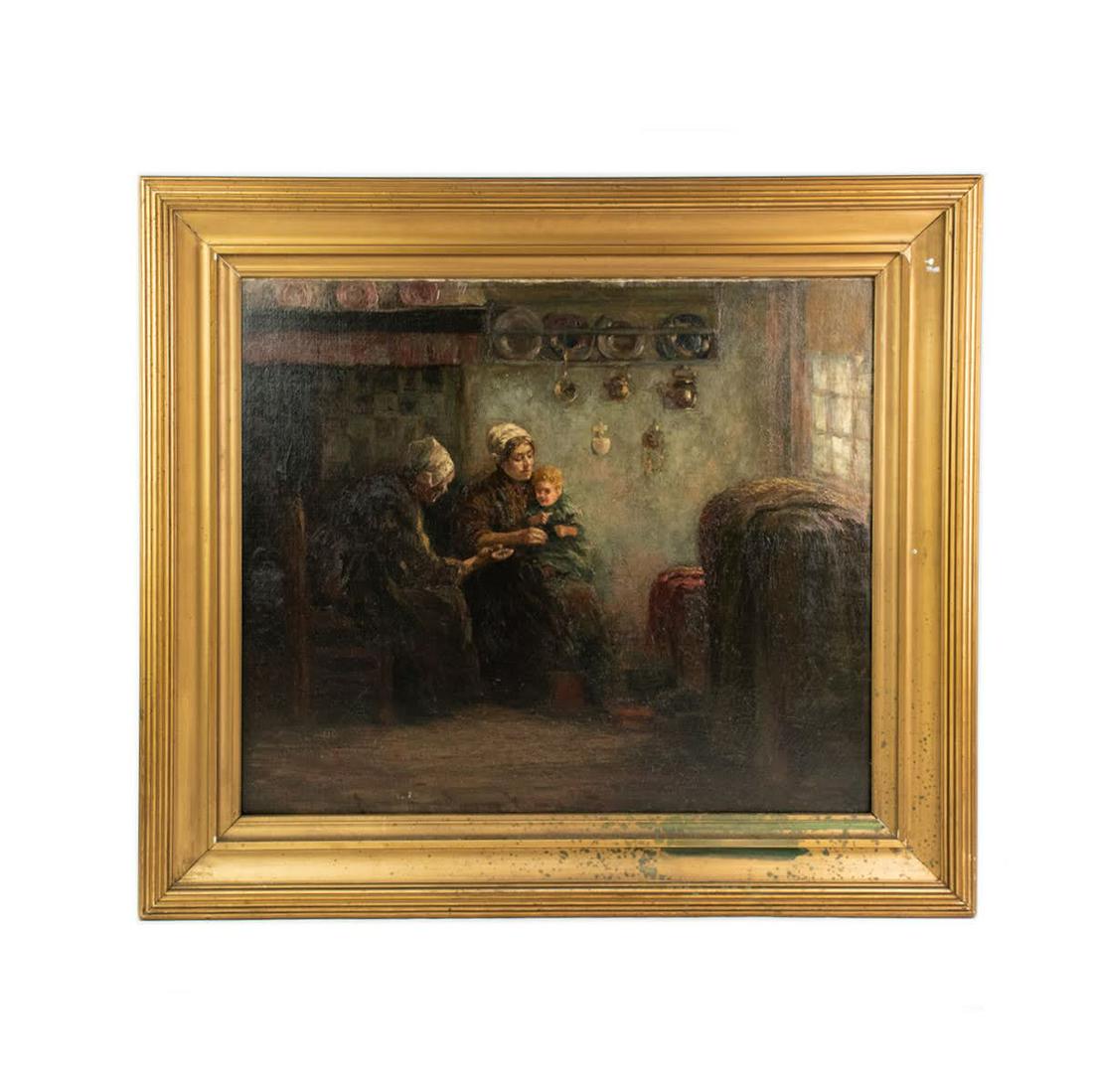 Melbourne Hardwick Oil on Board Figural Kitchen Scene (1 of 12)