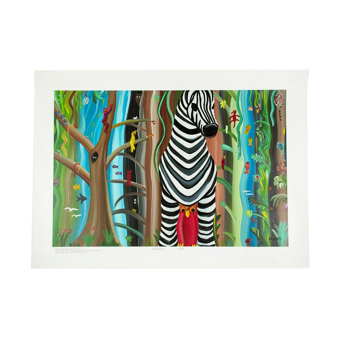 Jerry Clovis Signed Serigraph Print 'Happy Forest' (1 of 9)