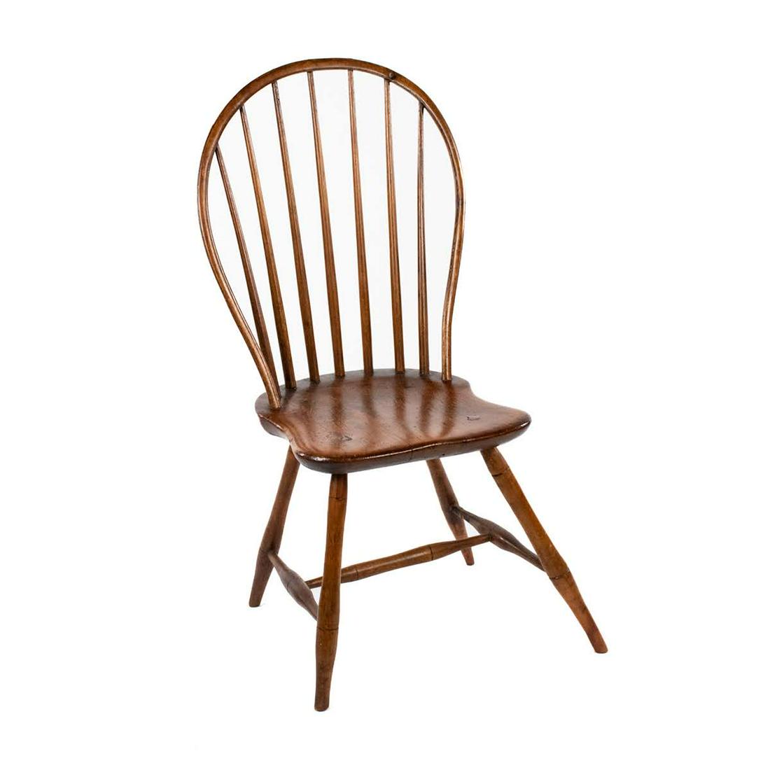 18th Century American Hoop Back Windsor Chair: An 18th century American Hoop Back Windsor chair showing original green paint on underside of seat.