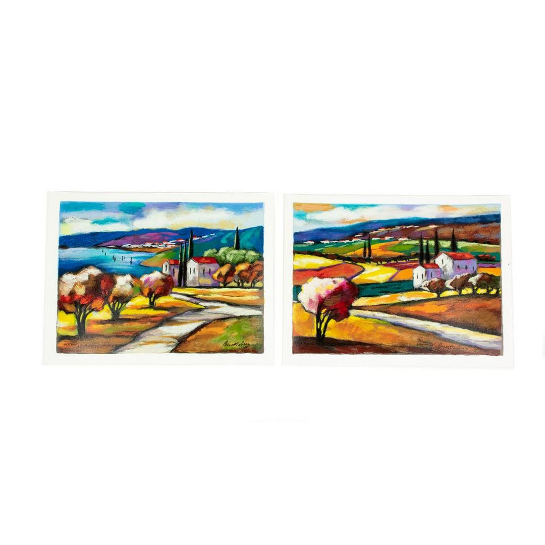 Group of 2 Slava Brodinsky Signed Serigraph Prints: Group of two Slava Brodinsky hand signed and numbered limited serigraph prints including 'Meadows' and 'Calm Waters'. COA included for each.