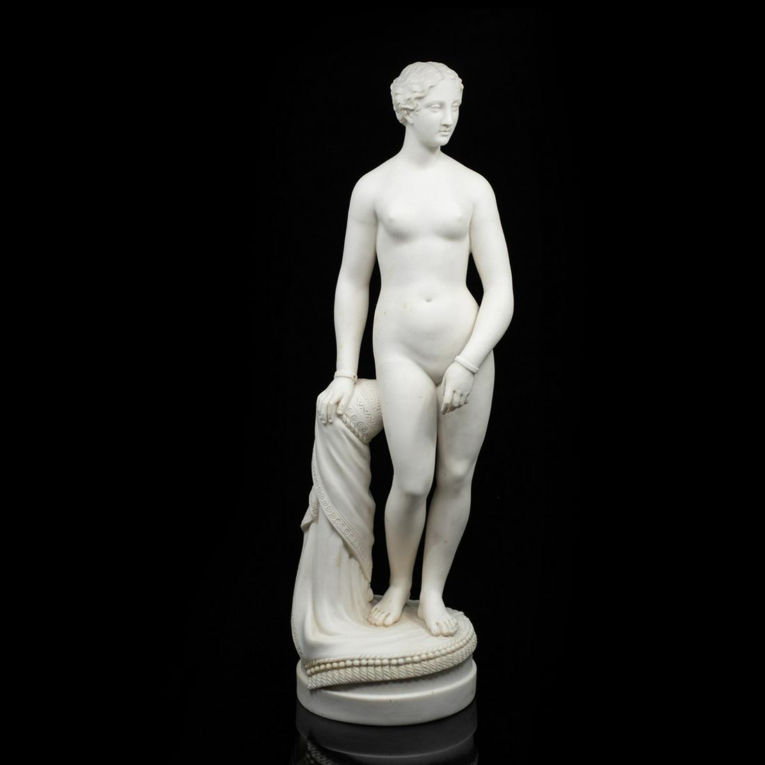 Antique Parian Statue of Aphrodite: An antique parian statue of Greek goddess Aphrodite. It is unmarked.