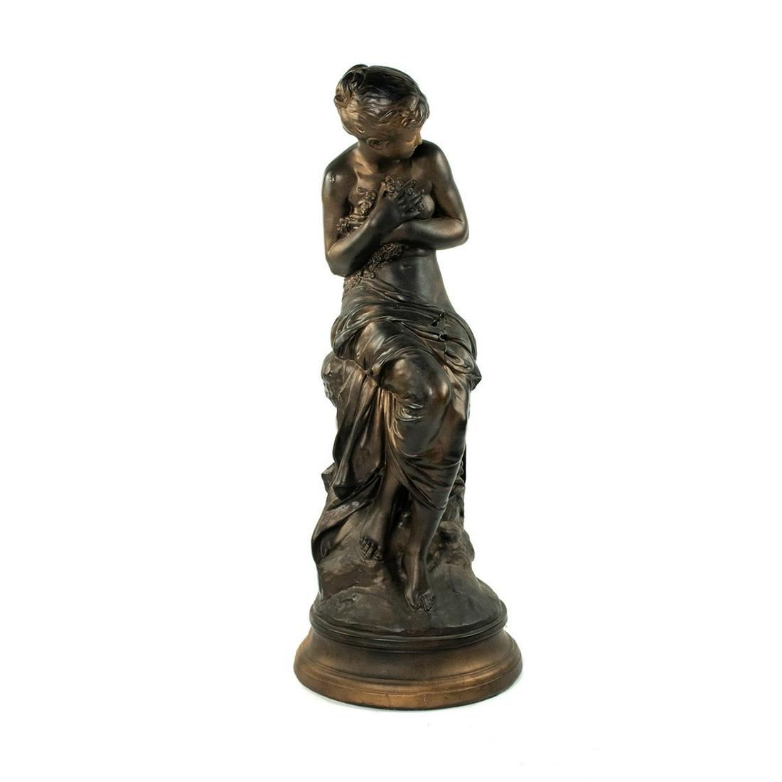 Large Venus au Bain Cast Spelter Statue: A large form cast metal spelter Venus Au Bain Statue after Christophe-Gabriel Allegrain.