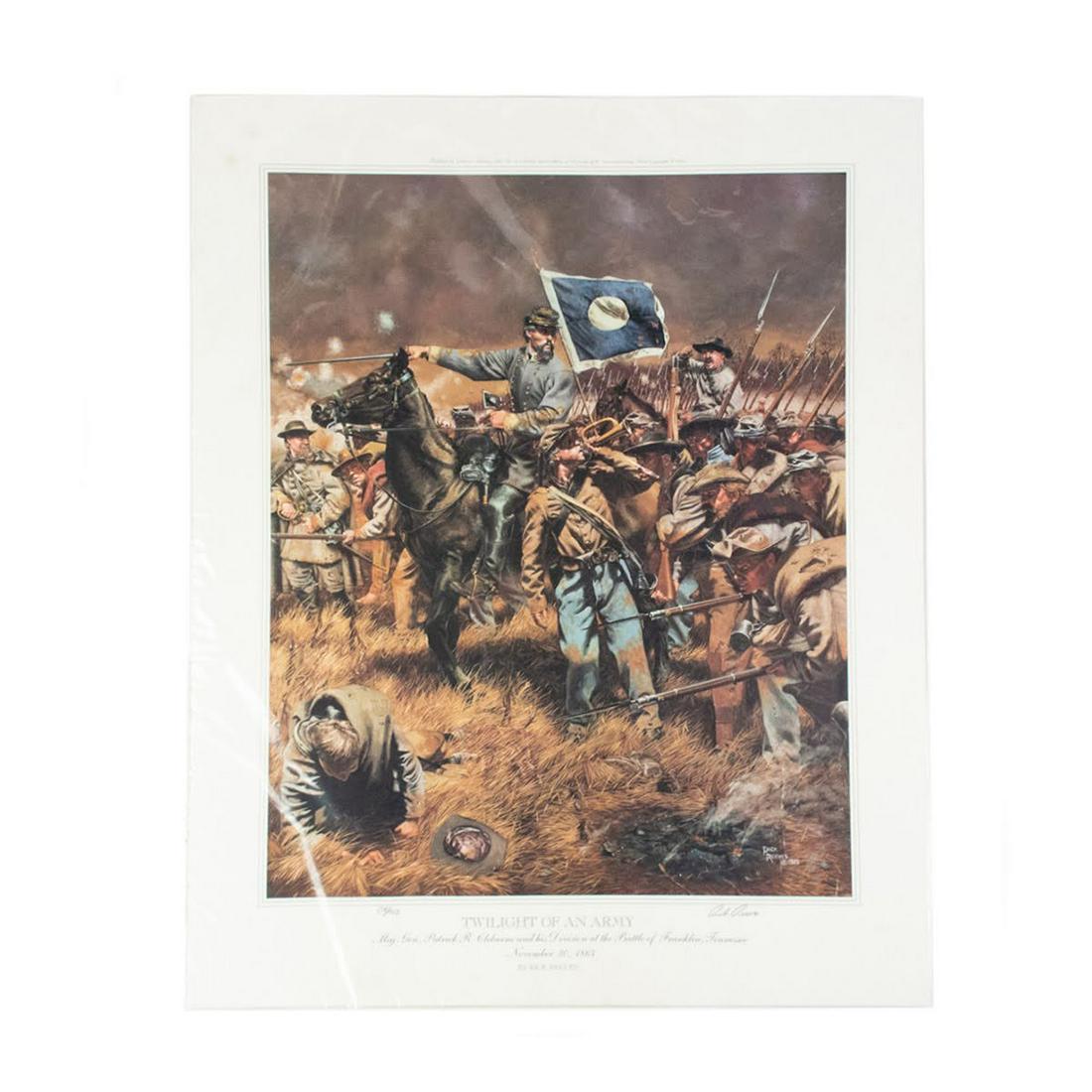 Rick Reeves "Twilight of an Army" Signed Print 618/750: A signed limited edition Civil War offset lithograph print by Rick Reeves titled "Twilight of an Army". The subtitle of this piece is "Maj. Gen. Patrick R. Cleburne and His Division at The Battle of F