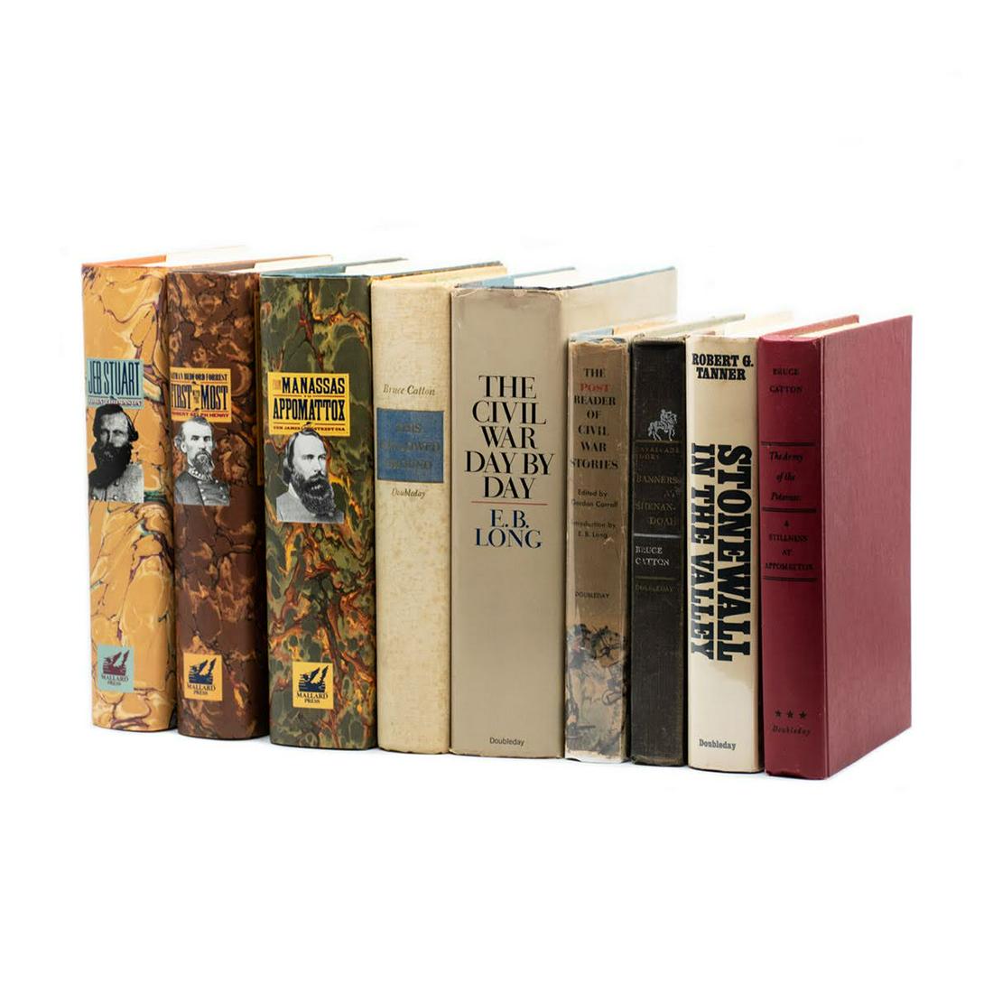 Civil War Hardcover Books Pub. by Mallard and Doubleday: A grouping of nine vintage Civil War hardcover books. This lot includes three books published by Mallard Press including "Jeb Stuart" by John Thomason, "Nathan Bedford Forrest: First with the Most" by