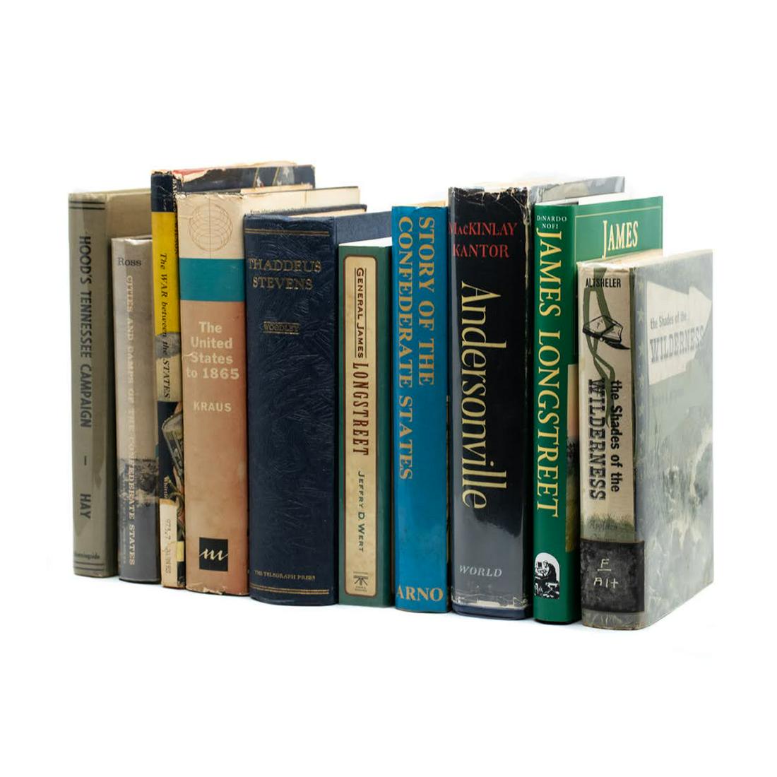 Civil War Books: A grouping of ten vintage Civil War books including nine hardcovers and one softcover. This lot includes "Hood's Tennessee Campaign" by Hay published by Morningside, "Cities and the Camps of Confedera