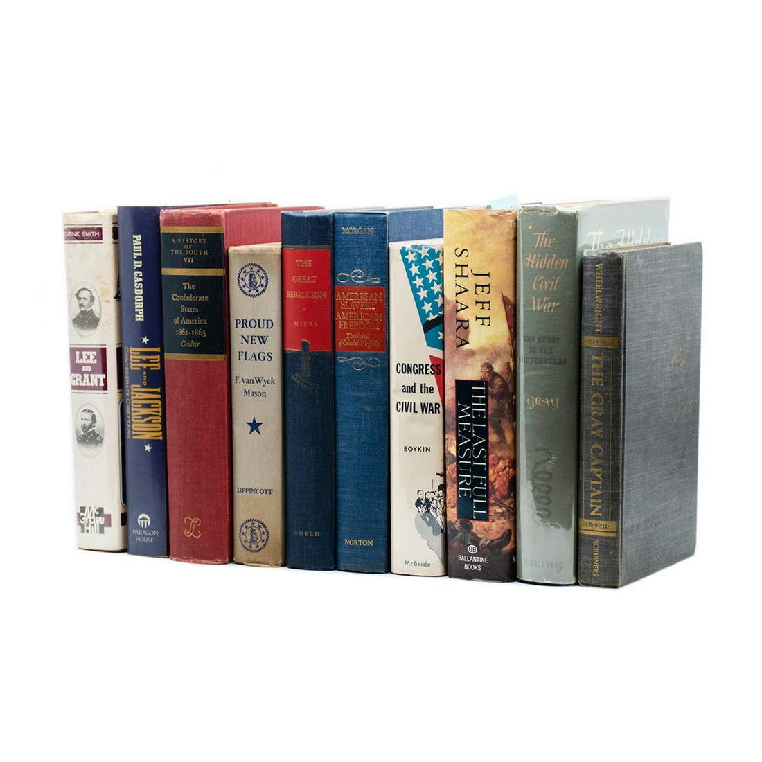 Civil War Hardcover Books: A grouping of ten vintage Civil War hardcover books. This lot includes "Lee and Grant" by Gene Smith published by McGraw Hill, "Lee and Jackson" by Paul D. Casdorph published by Paragon House, volume 