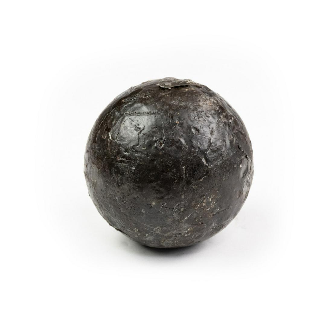 Confederate 12-lb Cannonball - Spanish Fort, AL: A Civil War Confederate 12-pound solid shot cannonball from the 1865 Battle of Spanish Fort, AL. Recovered in the 1990s. Provenance: Larry McCoy - Mobile, AL.