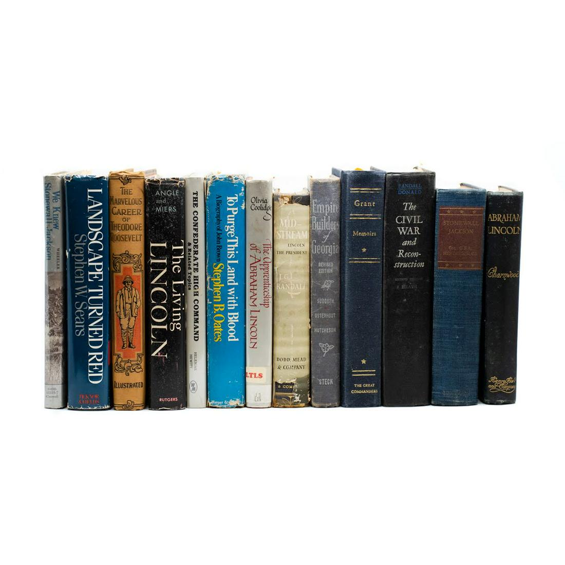 Civil War Hardcover Books: A grouping of twelve vintage Civil War hardcover books. This lot includes "We Knew Stonewall Jackson" by Wheeler, "Landscape Turned Red" by Stephen W. Sears published by Ticknor & Fields, "The Marvelo