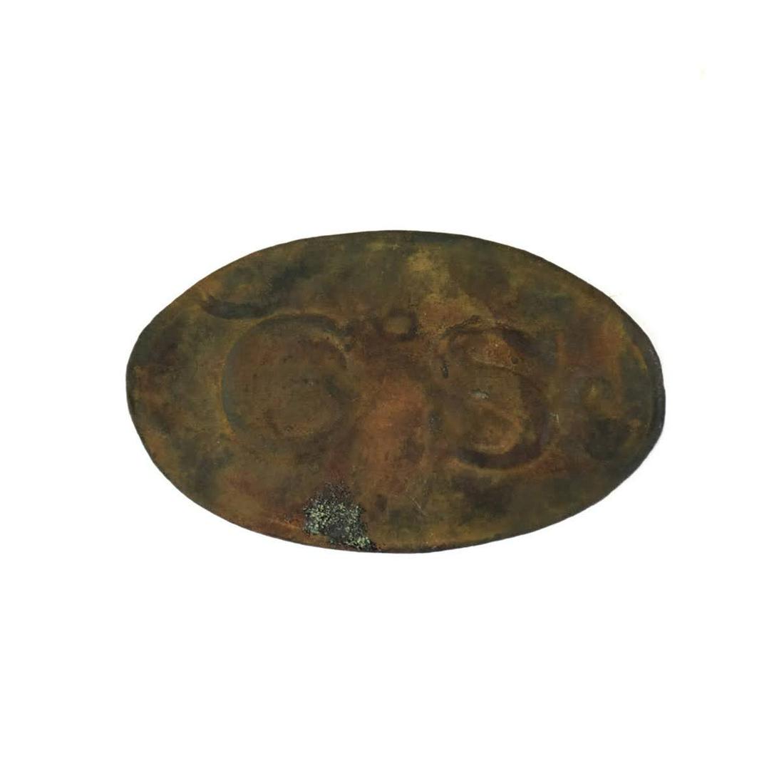 Civil Was CS Oval Belt Buckle - Spanish Fort, AL: A Civil War CS Confederate States football shaped oval belt buckle from the Spanish Fort, AL circa 1865. Recovered in the 1990s. Provenance: Larry McCoy - Mobile, AL.
