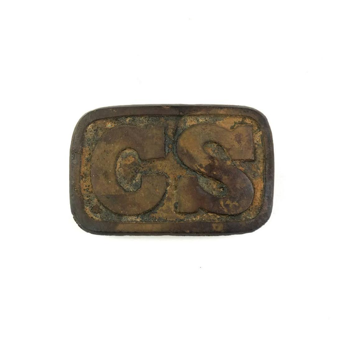 Civil War CS Solid Cast Belt Buckle - Spanish Fort, AL: A Civil War CS Confederate solid cast brass belt buckle from Spanish Fort, AL circa 1865. Recovered in the 1990s. Provenance: Larry McCoy - Mobile, AL.