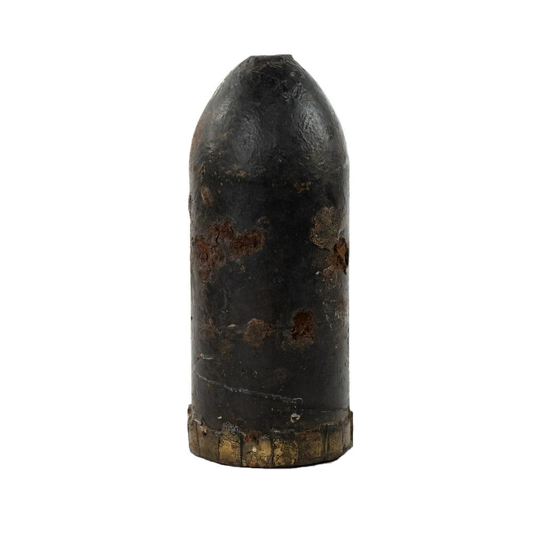 100-lb Parrott Shell - Fort Powell: A 100 pound Parrott shell recovered from Fort Powell in 1864 after engagement in a long range artillery duel with Admiral Farragut's' blockading fleet in the Battle of Mobile Bay. Recovered in the 199