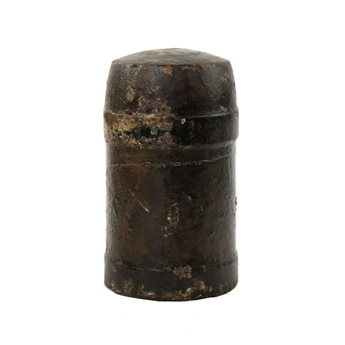 7-in Brookes Solid Shot Bolt - Fort Powell, AL: An 7 inch brookes solid shot bolt recovered from Fort Powell in 1864 after engagement in a long range artillery duel with Admiral Farragut's' blockading fleet in the Battle of Mobile Bay. Recovered in