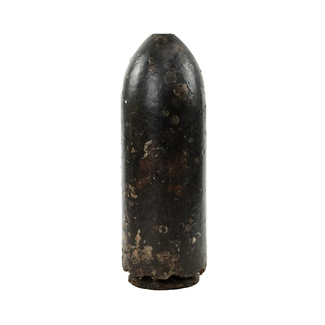 100-lb Parrott Shell - Fort Powell, AL: A 100 pound Parrott shell recovered from Fort Powell in 1864 after engagement in a long range artillery duel with Admiral Farragut's' blockading fleet in the Battle of Mobile Bay. Recovered in the 199