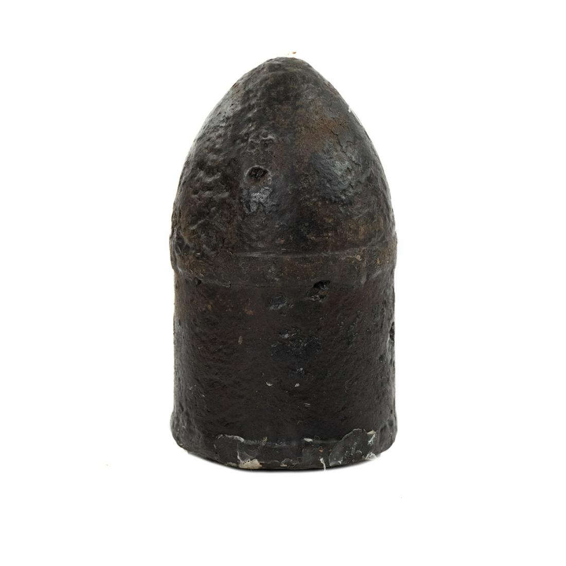 6.4-in Selma Shell Manufactured Bolt - Fort Powell, AL: A 6.4 inch Selma shell manufactured bolt recovered from Fort Powell from the Battle of Mobile Bay in 1864. Recovered in the 1990s. Provenance: Larry McCoy - Mobile, AL.
