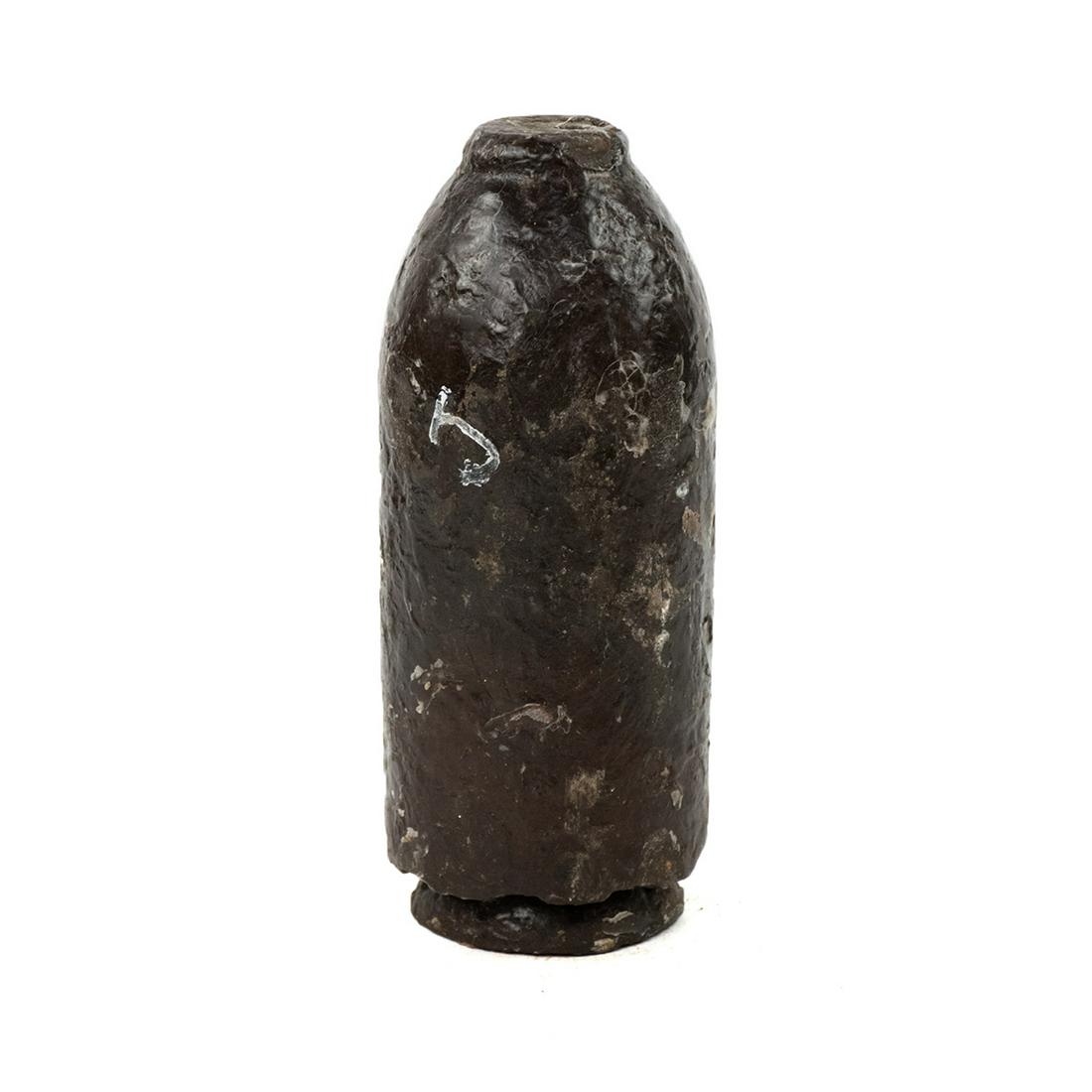 Confederate 30-lb Chill Nose Bolt - Spanish Fort, AL: A Civil War Confederate 30-pound chill nose bolt from the 1865 Siege of Spanish Fort, Alabama. It had been fired by First Indiana heavy artillery. Recovered in the 1990s. Provenance: Larry McCoy - Mob