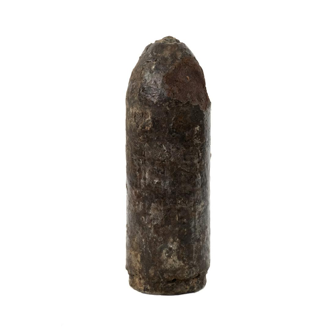30-lb Parrott Shell - Spanish Fort AL: A 30 pound Parrott shell recovered from the Spanish Fort siege in Spanish Fort AL in April 1865. Recovered in the 1990s. Provenance: Larry McCoy - Mobile, AL.