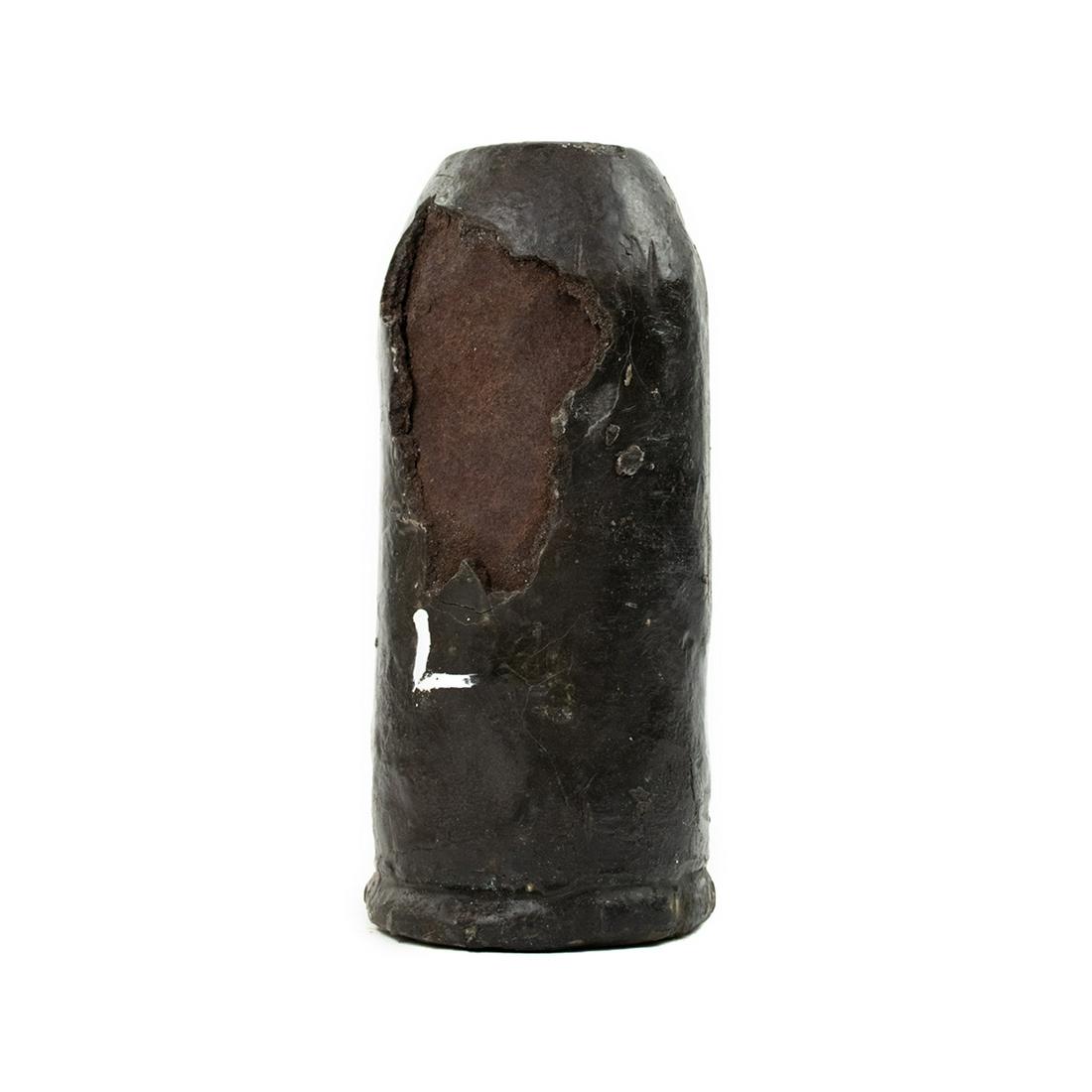 30-lb Flat Nose Bolt - Spanish Fort, AL: A 30 pound flat nose bolt recovered from the Spanish Fort siege of Spanish Fort in April 1865. Recovered in the 1990s. Provenance: Larry McCoy - Mobile, AL.
