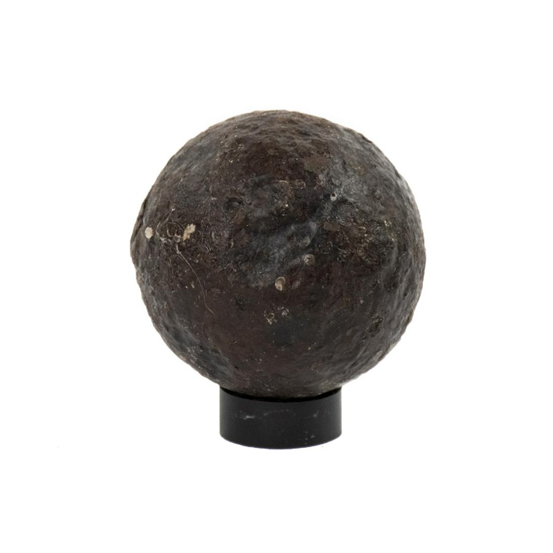 12-lb Spherical Solid Shot - Fort Blakely, AL: A 12 pound spherical solid shot recovered from Fort Blakely, AL in April 1865. Recovered in the 1990s. Provenance: Larry McCoy - Mobile, AL.
