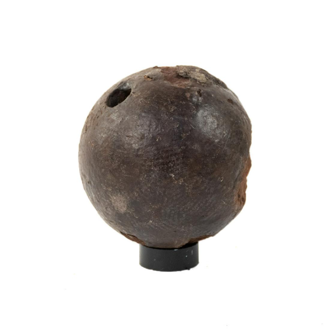 10-in Solid Shot - Mobile Defenses, AL: A 10 inch solid shot recovered from Mobile Defenses, AL in 1865. Recovered in the 1990s. Provenance: Larry McCoy - Mobile, AL.